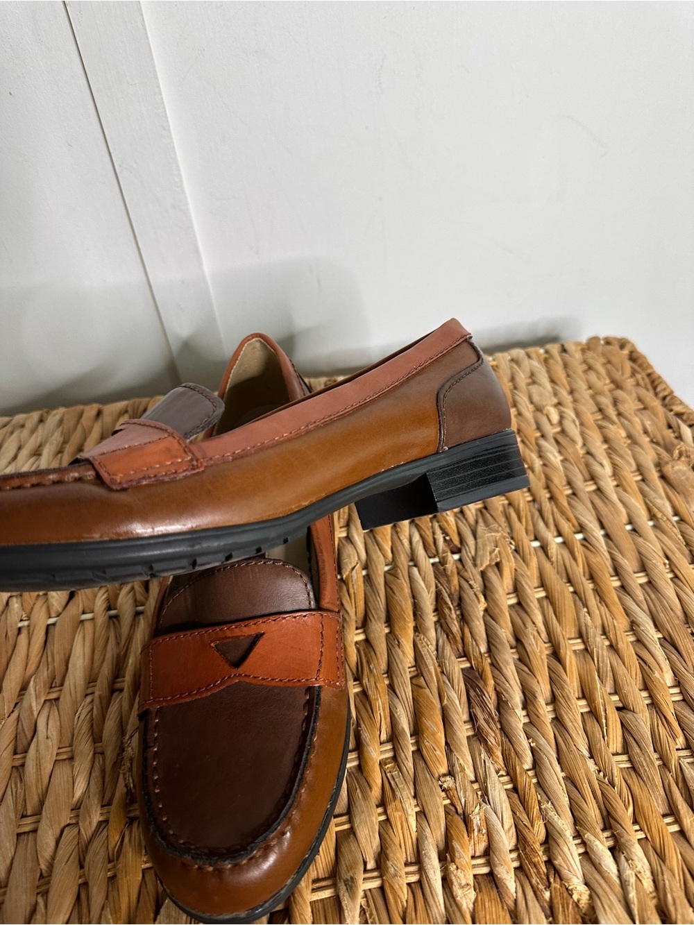 Naturalizer Two-Tone Brown & Cognac Leather Penny Loafers - Picture 9 of 11